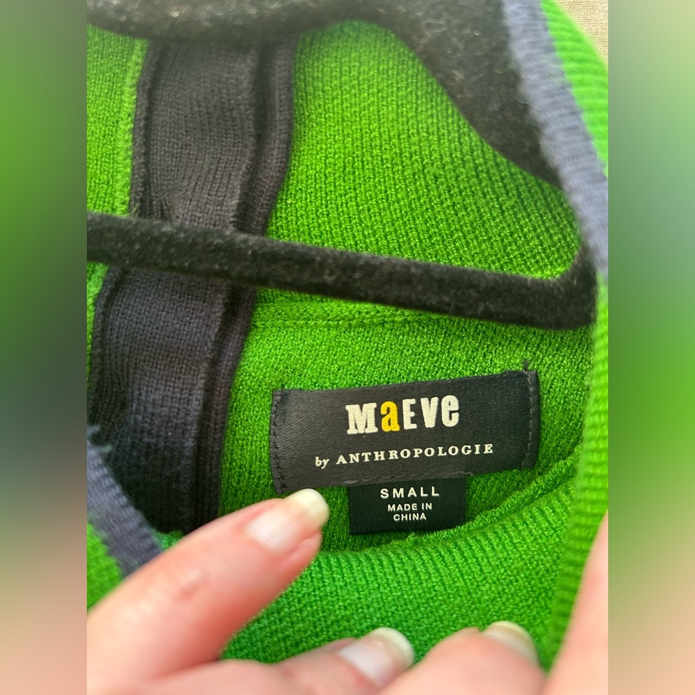 💚 NWOT Maeve by Anthropologie Knit Green 60s Inspired MadMen Mini Dress - S - Picture 6 of 11